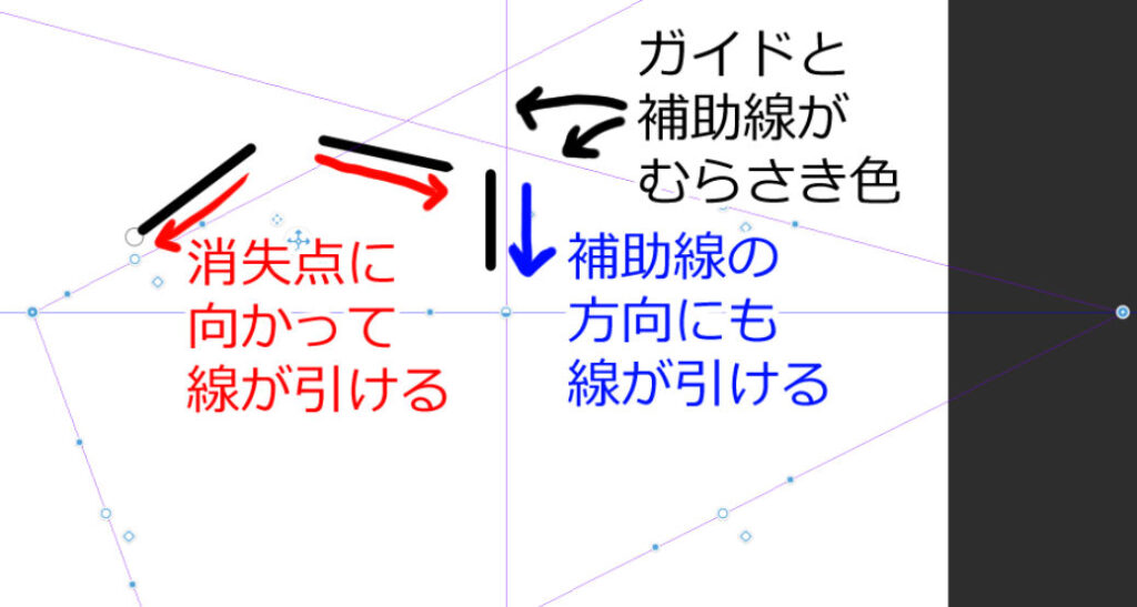 パース定規にスナップがかかった状態