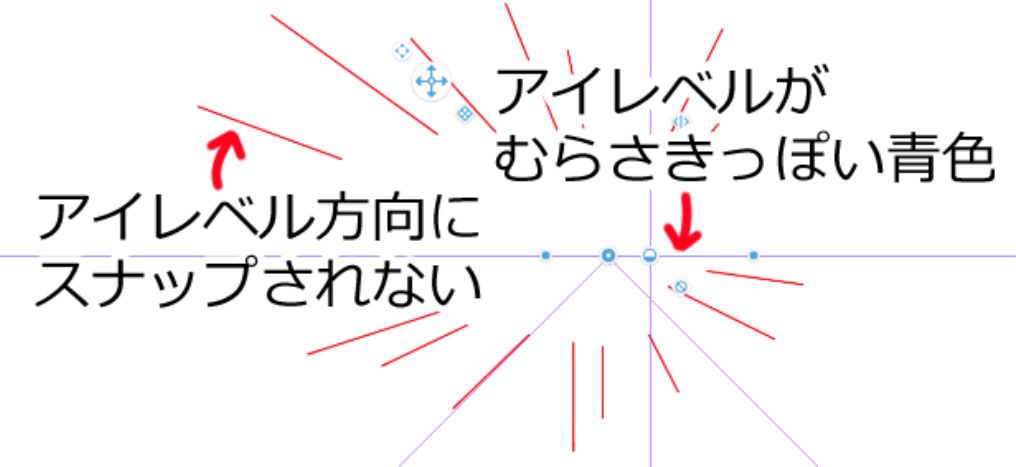 アイレベルの方向にスナップがかかっていない