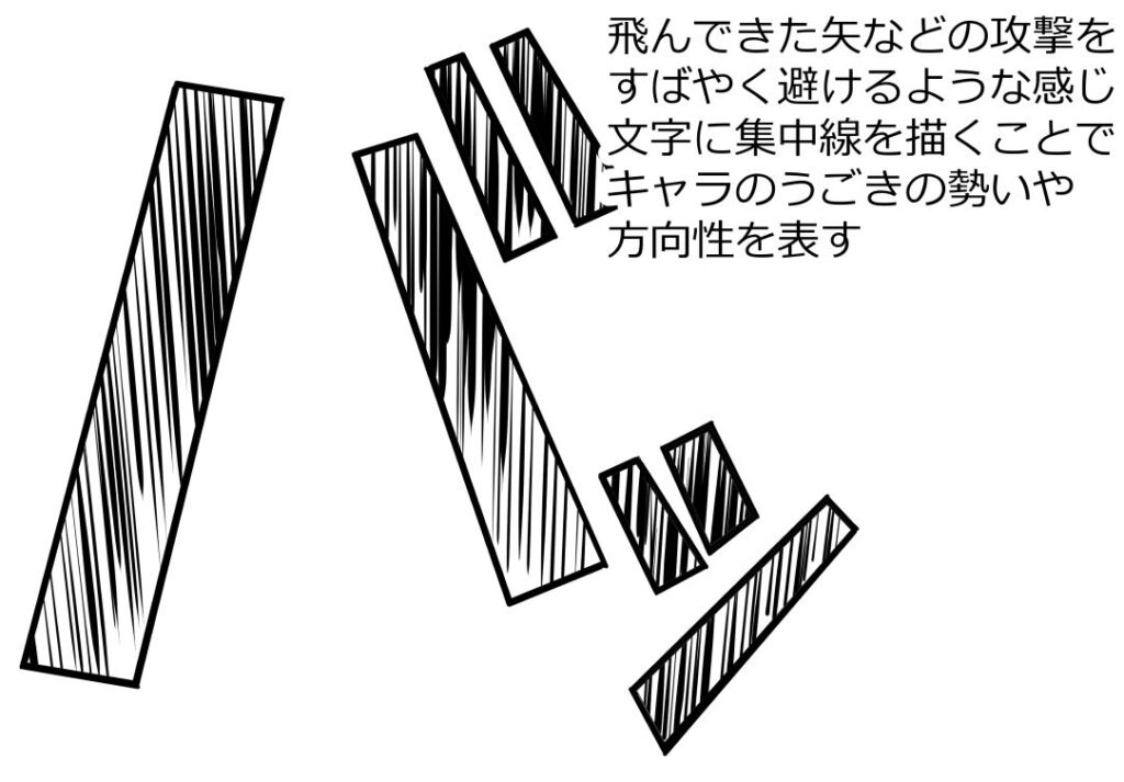 集中線を入れた描き文字