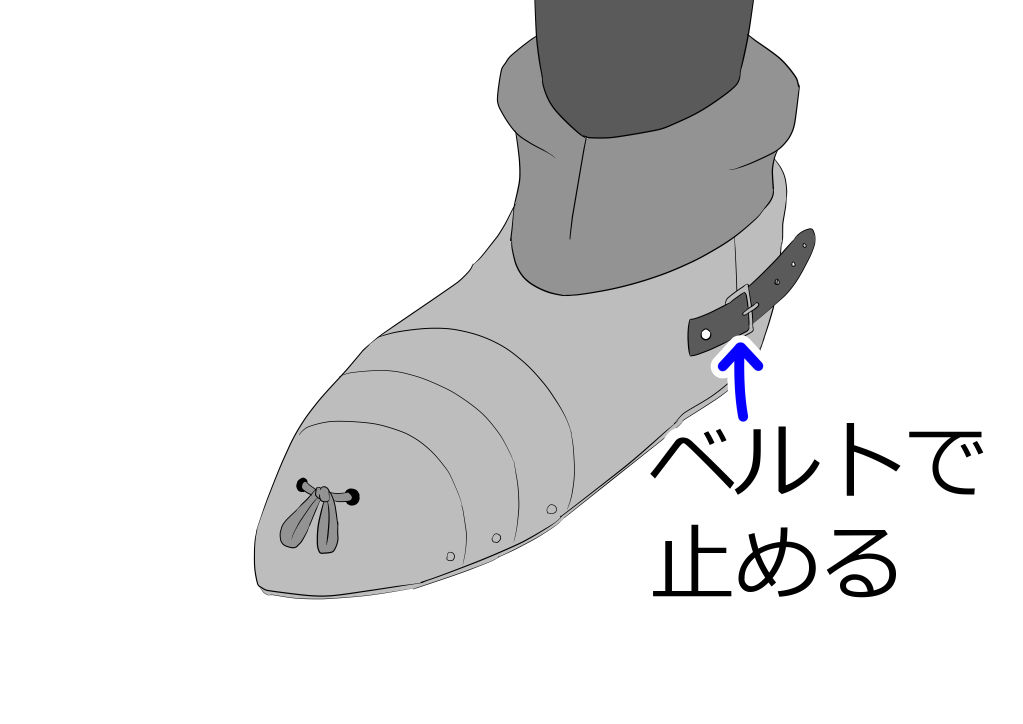 靴をベルトで止める