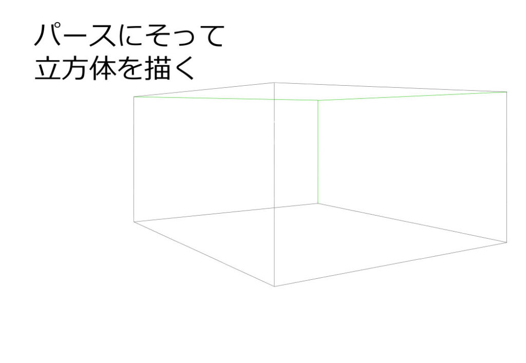 パースにそって立方体を描く