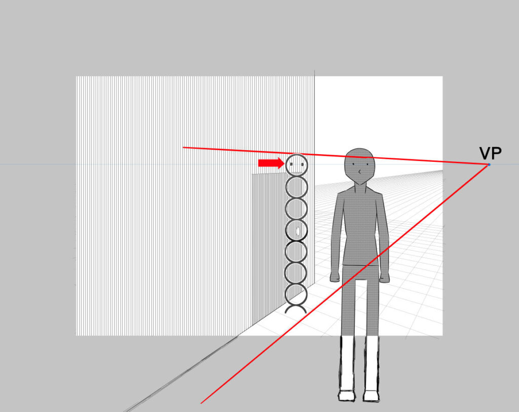 キャラの身長の目安画像をパース線に合わせる