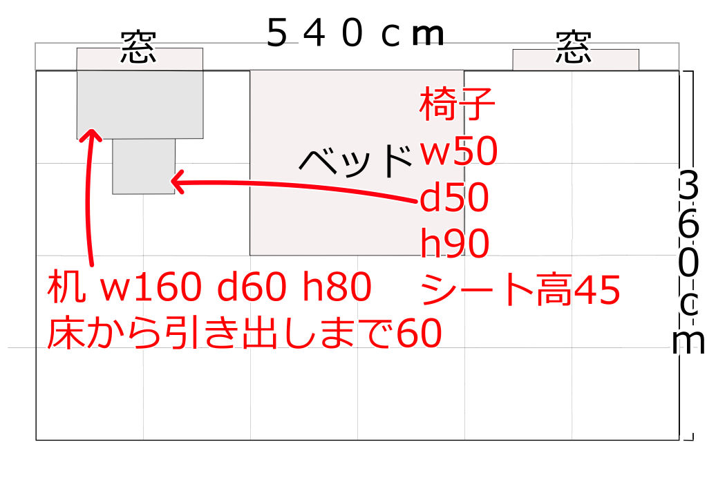 机と椅子を設置